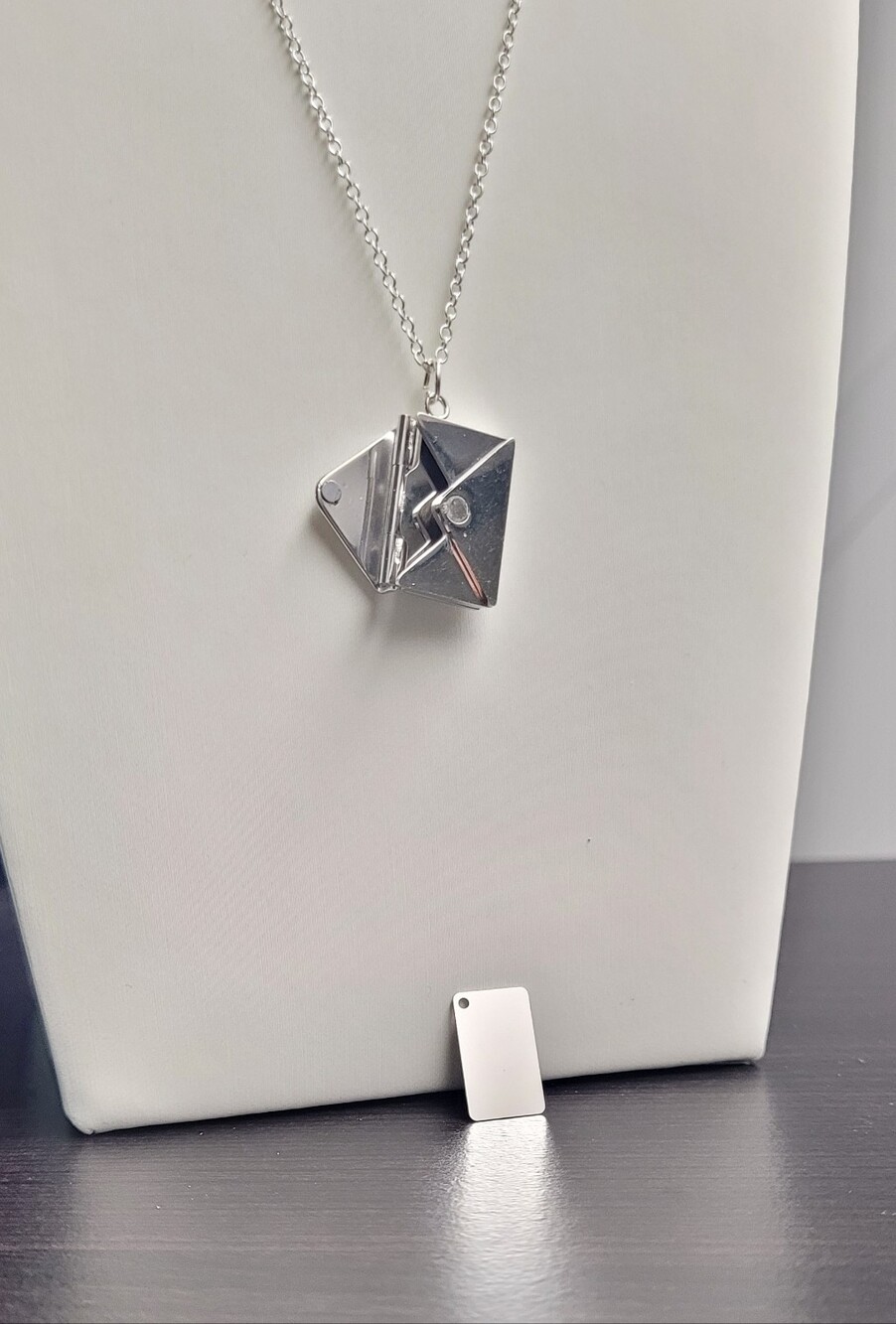 NWT Silver Tone Envelope Locket Necklace